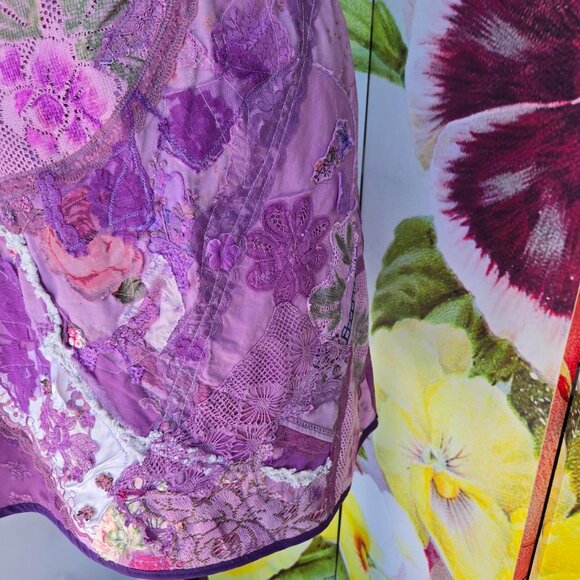 Purple Gypsy Patchwork Skirt | Roselani Jasmin |Size Small - Picture 9 of 11